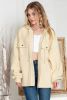 Apricot Bishop Sleeve Zip Up Hoodie Jacket with Flap Pockets
