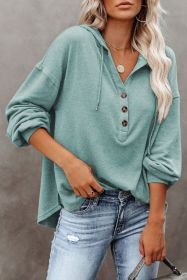 Green Button Front Pullover Hooded Sweatshirt (size: (US 4-6)S)