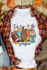 White Tis The Season Pumpkin Casual Graphic Tee (size: (US 4-6)S)