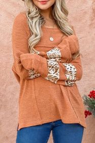 Textured Exposed Seam Pullover Long Sleeve Top (size: (US 16-18)XL)