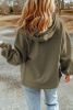 Green Flap Pockets Bishop Sleeve Zip Up Hoodie Jacket