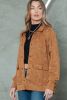 Khaki Snap Button Casual Jacket with Flap Pockets