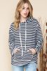 Stripe Print Kangaroo Pocket Drawstring Hoodie