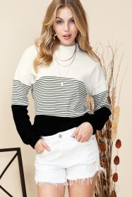 Black Striped Contrast Colorblock Knit Top (size: (US 16-18)XL)