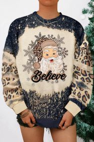 Black Believe Santa Claus Casual Christmas Graphic Sweatshirt (size: (US 4-6)S)