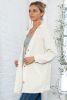 Beige Solid Color Button Down Long Hooded Cardigan