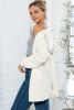 Beige Solid Color Button Down Long Hooded Cardigan