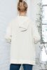 Beige Solid Color Button Down Long Hooded Cardigan