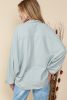 Grey Solid Color Henley Long Sleeve Sweatshirt with Chest Pockets
