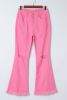 Pink Vintage High Waist Flare Leg Ripped Raw Hem Jeans