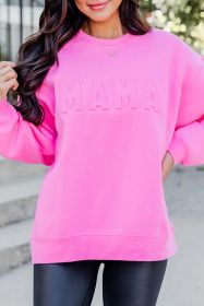 Dark Pink Casual Mama Letter Drop Shoulder Sweatshirt (size: (US 16-18)XL)