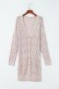 Khaki Button Up Hollow Out Loose Long Cardigan