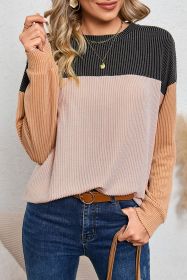 Black Ribbed Color Block Long Sleeve Top (size: (US 4-6)S)
