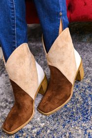 Chestnut Colorblock Suede Heeled Ankle Booties (size: (US 8)39)
