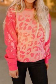 Pink Cheetah Print Drop Sleeve Bleached Sweatshirt (size: (US 4-6)S)