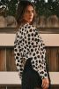 Black Polka Dot Pleated Long Sleeve Blouse