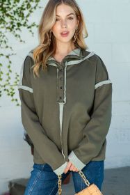 Green Snap Button Fleece Drop Shoulder Sweatshirt (size: (US 16-18)XL)