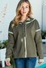 Green Snap Button Fleece Drop Shoulder Sweatshirt