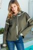 Green Snap Button Fleece Drop Shoulder Sweatshirt