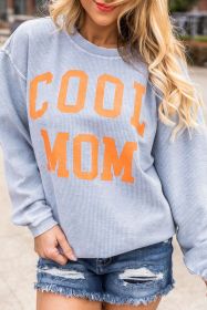 Gray Cool Mom Graphic Print Cording Sweatshirt (size: (US 16-18)XL)
