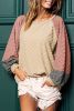 Parchment Patchwork Checked Pattern Lantern Sleeve Top