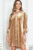 Flaxen Velvet Button Front Shirt Mini Dress