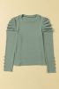 Green Buttoned Puff Long Sleeve Top