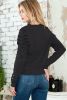 Black Plain Buttoned Puff Long Sleeve Sheath Top
