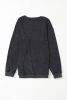 Black Plain Ribbed Round Neck Pullover Sweatshirt