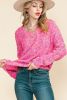 Hot Pink Mixed Color Chunky Knit Sweater