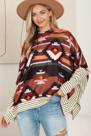 Multicolor Geometric Pattern Striped Long Sleeve Top (size: (US 16-18)XL)