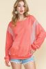 Red Colorblock Exposed Seam Patchwork Sweatshirt