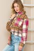 Brown Casual Plaid Print Pocket Button Down Shirt