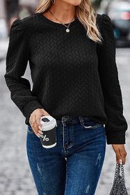 Black Quilted Puff Sleeve Sweatshirt (size: (US 16-18)XL)