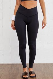 Black Arched Waist Seamless Active Leggings (size: (US 8-10)M)