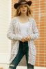 White Pocketed Open Front Long Cardigan