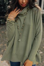 Green Cowl Neck Loose Fit Tunic Top (size: (US 16-18)XL)