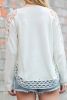 White Cutout Sleeve Solid Color Knit Sweater