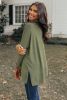 Green Cowl Neck Loose Fit Tunic Top