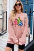 Pink Crinkle Rib Christmas Tree Sequin Graphic Sweatshirt
