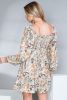 Floral Print Boho Ruched Sweetheart Neck Frilled Dress
