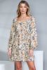 Floral Print Boho Ruched Sweetheart Neck Frilled Dress