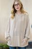 Apricot Khaki Crinkle Rib Kangaroo Pocket Oversized Hoodie