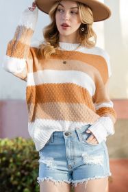 Chestnut Colorblock Drop Sleeve Knitted Sweater (size: (US 4-6)S)