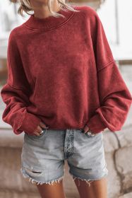 Ruby Plain Drop Shoulder Crew Neck Pullover Sweatshirt (size: (US 8-10)M)