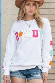 White Glitter Howdy Patch Casual Star Sweatshirt (size: (US 4-6)S)