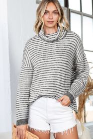 Gray Striped Turtleneck Oversized Sweater (size: (US 8-10)M)