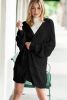 Black Casual Hollowed Knit Dolman Sleeve Cardigan