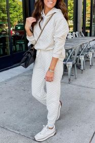 White Quilted Hoodie and Drawstring Jogger Pants Set (size: (US 16-18)XL)