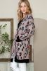 Multicolor Leopard Pocket Knit Long Open Front Cardigan